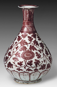 宋時代 釉里紅壶 釉里红松竹梅纹玉壶春瓶- 故宫博物院