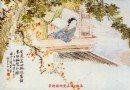 金品卿 谁家红袖凭江楼 浅绛彩瓷板画