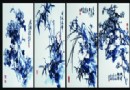 陆如 青花“梅兰竹菊”瓷板（四件） RMB 250,000-350,000