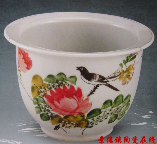 花鸟画花盆 民国时期