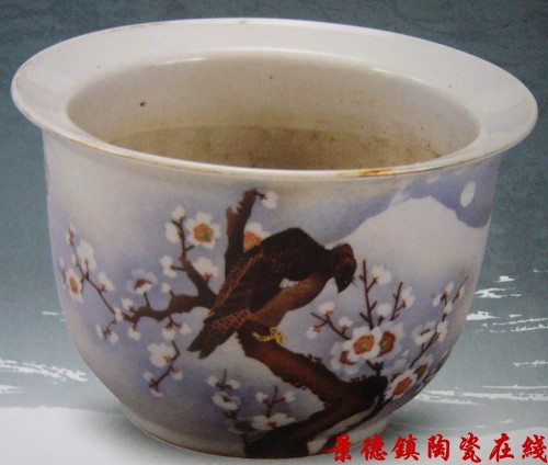申江胡祥×监制 印花花鸟花盆 民国时期