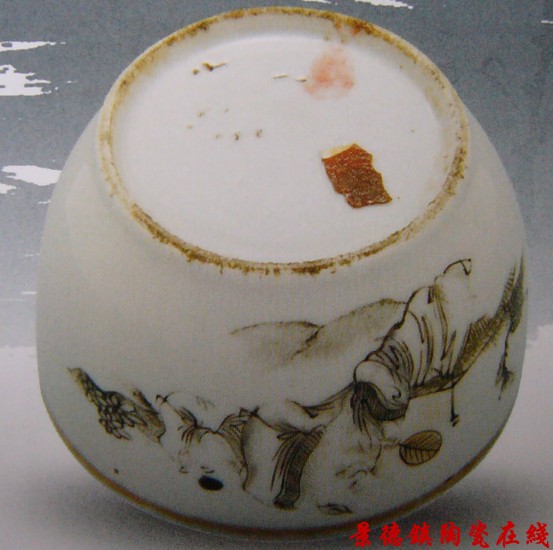 江西义成轩 彩绘人物盖缸 民国时期