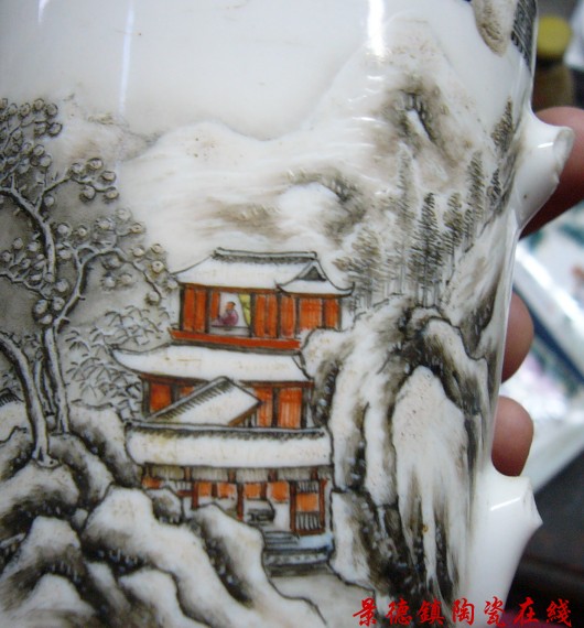 汪云山 粉彩雪景 1953年