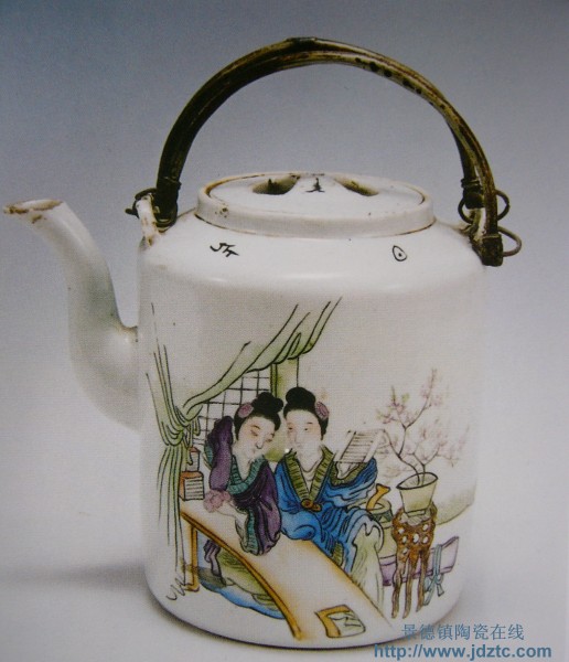 梯青淳《双美图》提梁壶