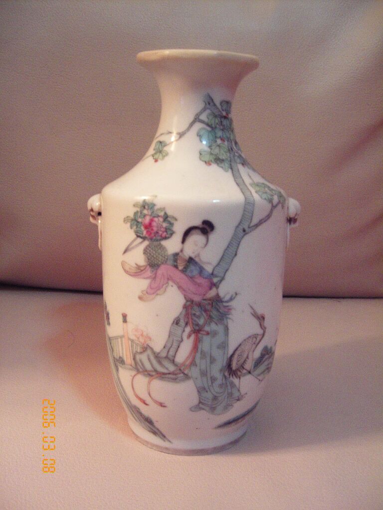 查仁裕造 桃花美女瓶