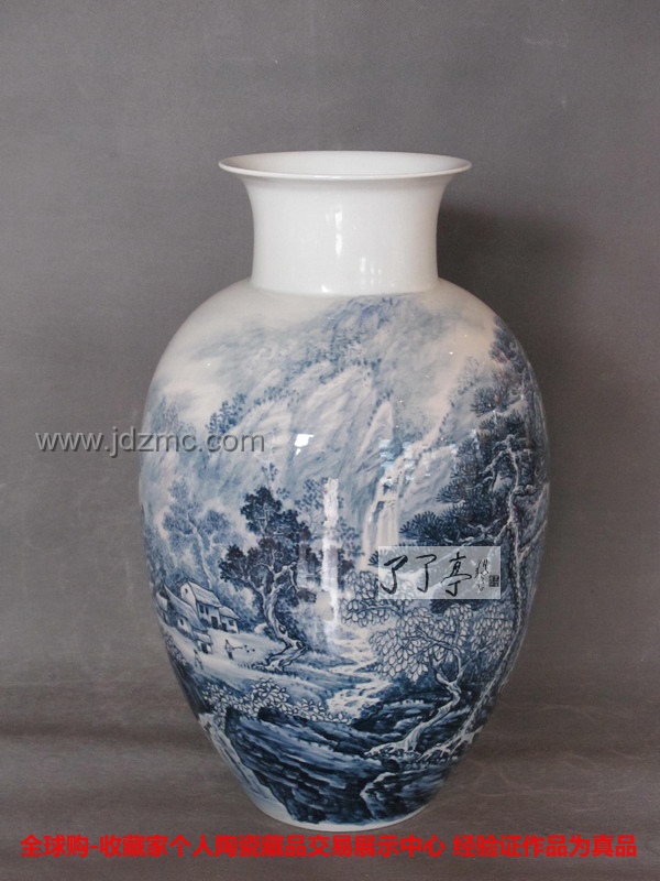 吕歌《江南山居好》青花瓷瓶 作品的大小：150件
