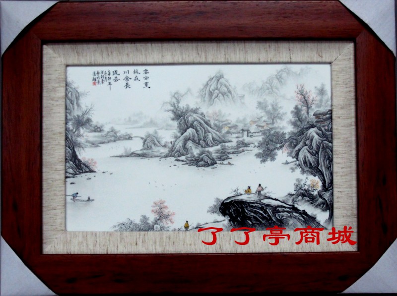 《川舍长流》·墨彩. 汪则东．（高级工艺美术师，陶瓷内画家.）