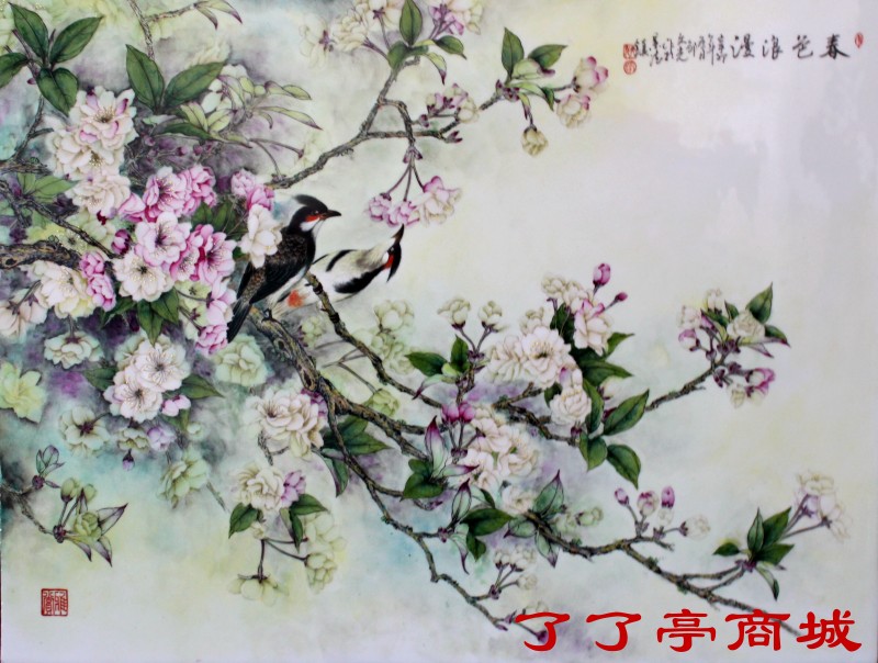 《春色浪漫》.釉上彩．邹文光 (高级工艺美术师)