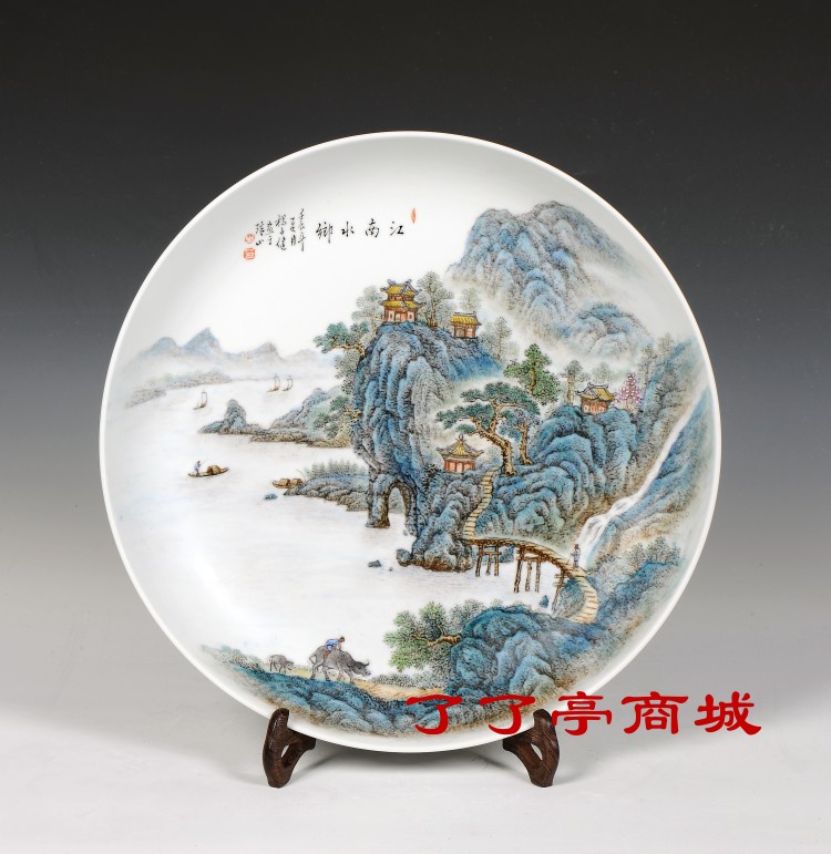 《江南水乡》.粉彩. 杨子健(江西省高级工艺美术师)