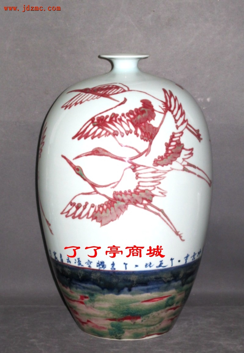 《仙鹤》·青花釉里红·李云峰（高级工艺美术师）