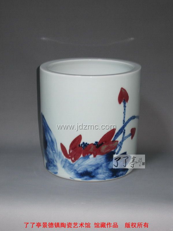 李云峰 青花釉里红 80件小品 荷