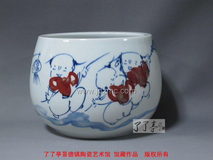 李云峰 青花釉里红 80件小品 婴戏挑灯