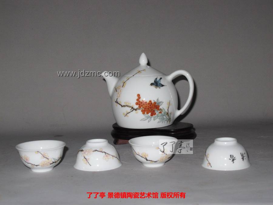 吴锦华工作室出品《珠姿粉黛》粉彩花鸟茶具