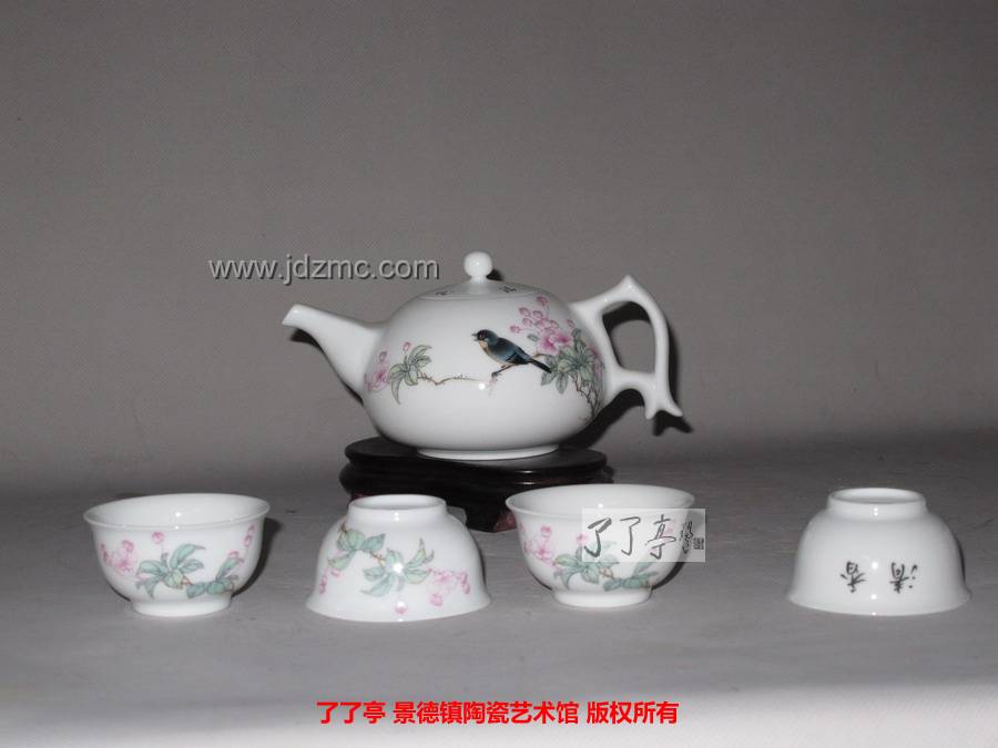 吴锦华工作室出品《玉堂锦华》粉彩花鸟茶具