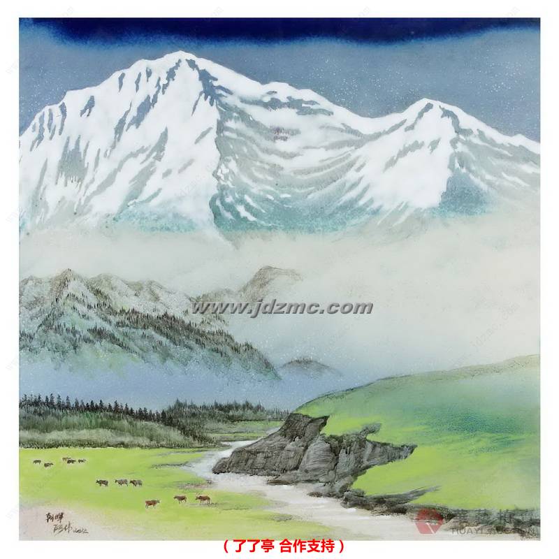 雪山情•综合装饰瓷板 张朝晖