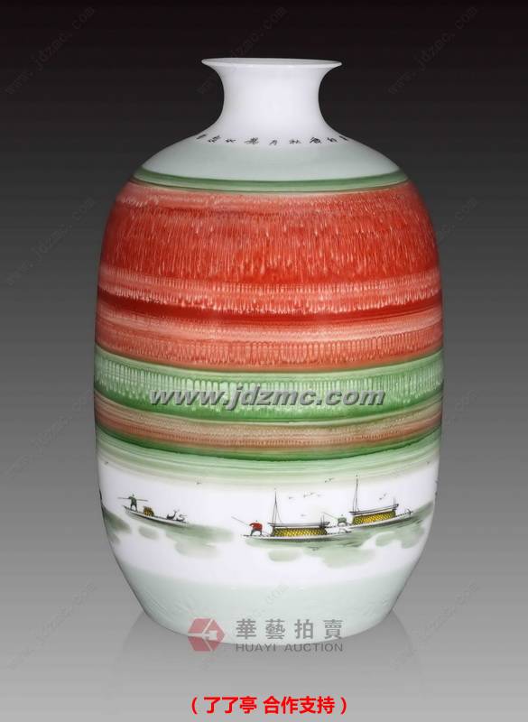 霞映鄱湖•釉上泼彩瓷瓶 黄水泉