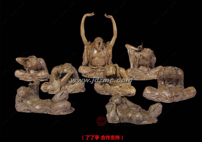 一套（八件）情趣罗汉系列•瓷雕 高峰