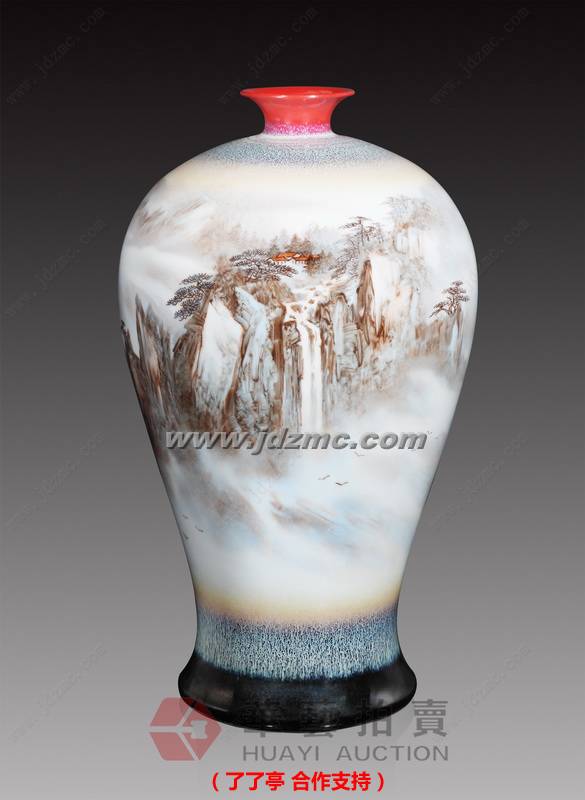 飞流直下三千尺•综合装饰瓷瓶 李金彬