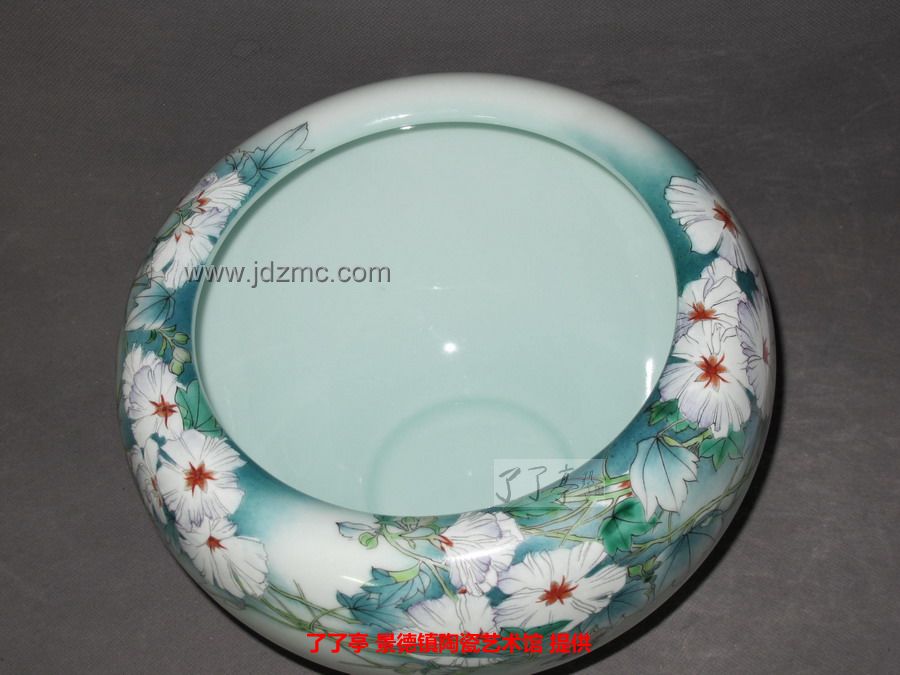 戴玉梅粉彩《秋思》花鸟苹果尊-了了亭-景德镇